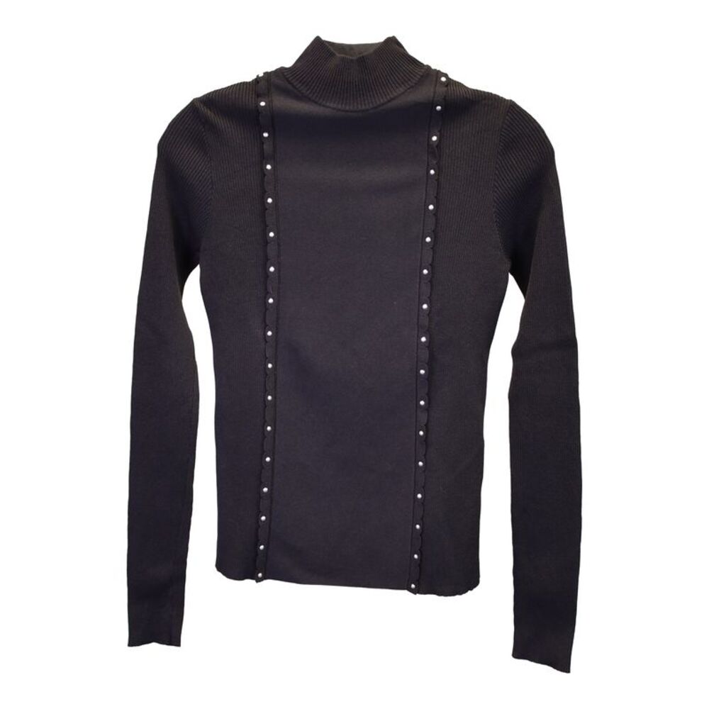 Red Valentino Turtleneck Studded Sweater in Black Viscose
